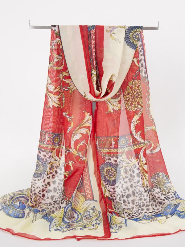 Vacation Ethnic Pattern Silk Scarf Spring Summer Beach Accessories QAR7