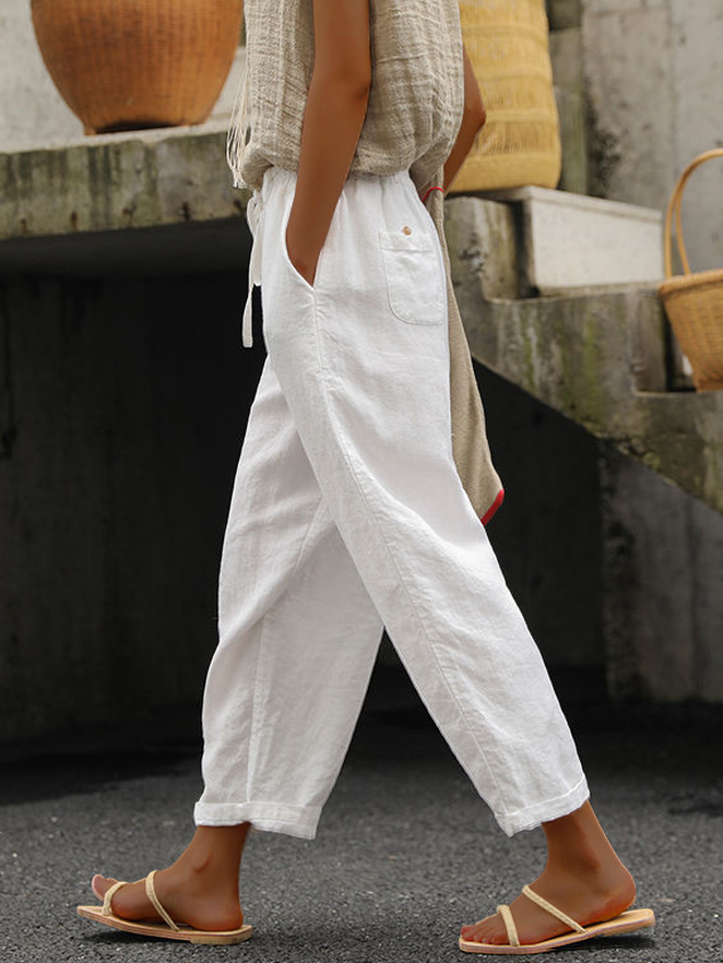 Pantalon ample en mélange de coton QS105