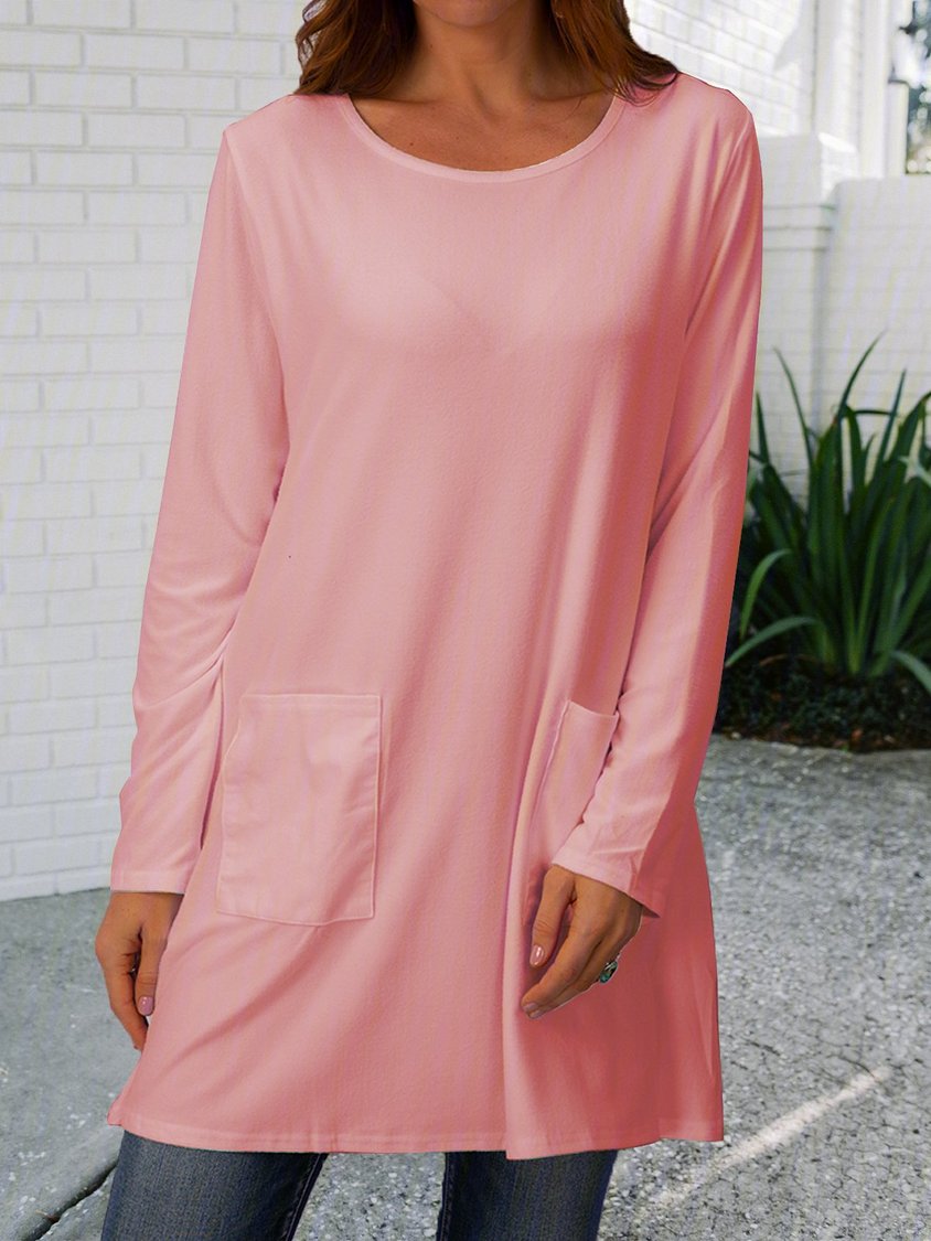 Damen Langarm-Tunika aus Baumwollmischung ap23