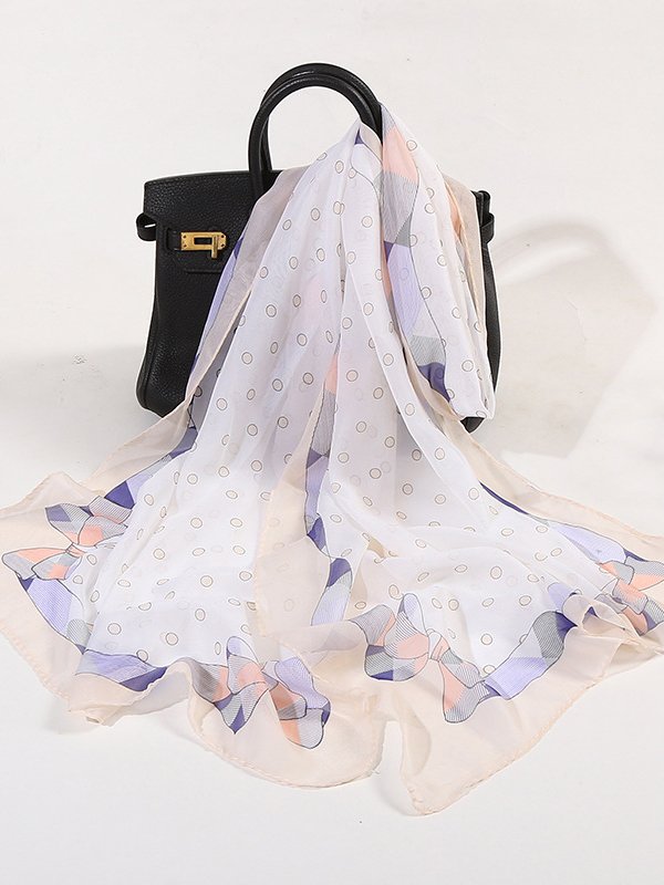 Boho Vacation Polka Dot Silk Scarf Spring Summer Beach Accessories QAR6