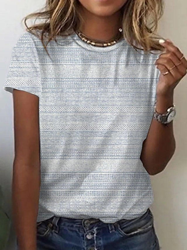 T-shirt/tee-shirt décontracté à col ras du cou tribal cc174