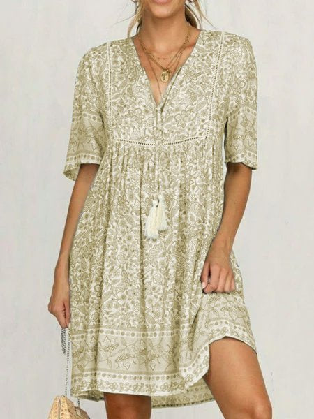 Light Blue Half Sleeve Cotton-Blend Dress NNq34