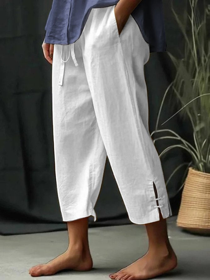 Elastic Band Loose Plain Casual Pants WX83