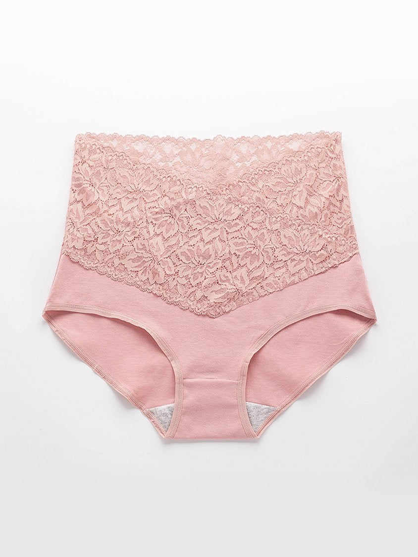Lace Splicing Receiving Abdomen Hip Raise High Waist Briefs Plus Size QAR10