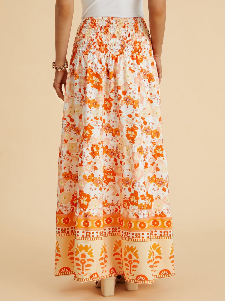 Holiday Floral Print Casual Skirt QS108