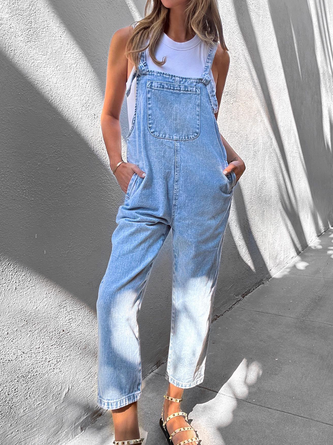 Denim Casual Plain Jumpsuit & Romper CM34