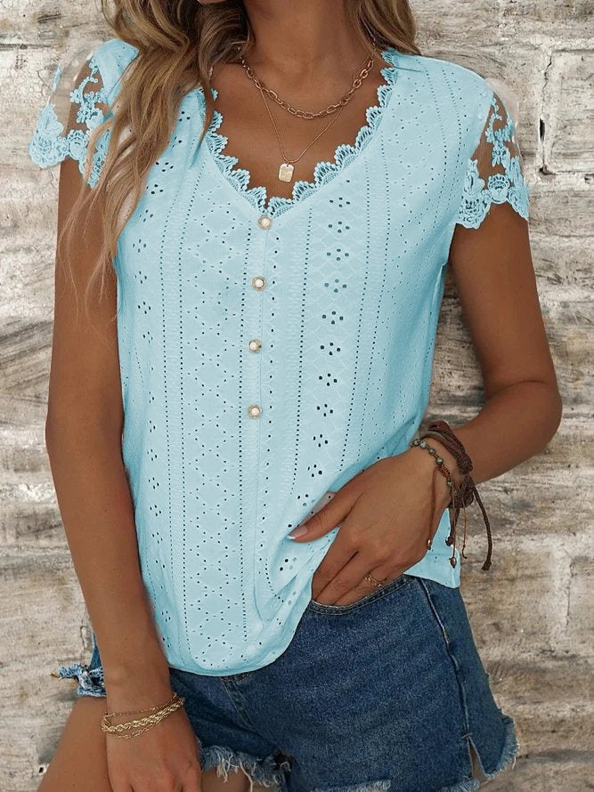 Lockeres, schlichtes, lässiges T-Shirt für Damen mit V-Ausschnitt AC10011