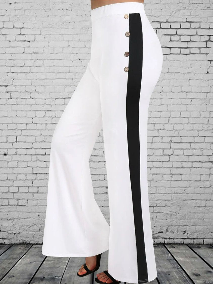 Split Joint Buckle Color Block Casual Pants CH27