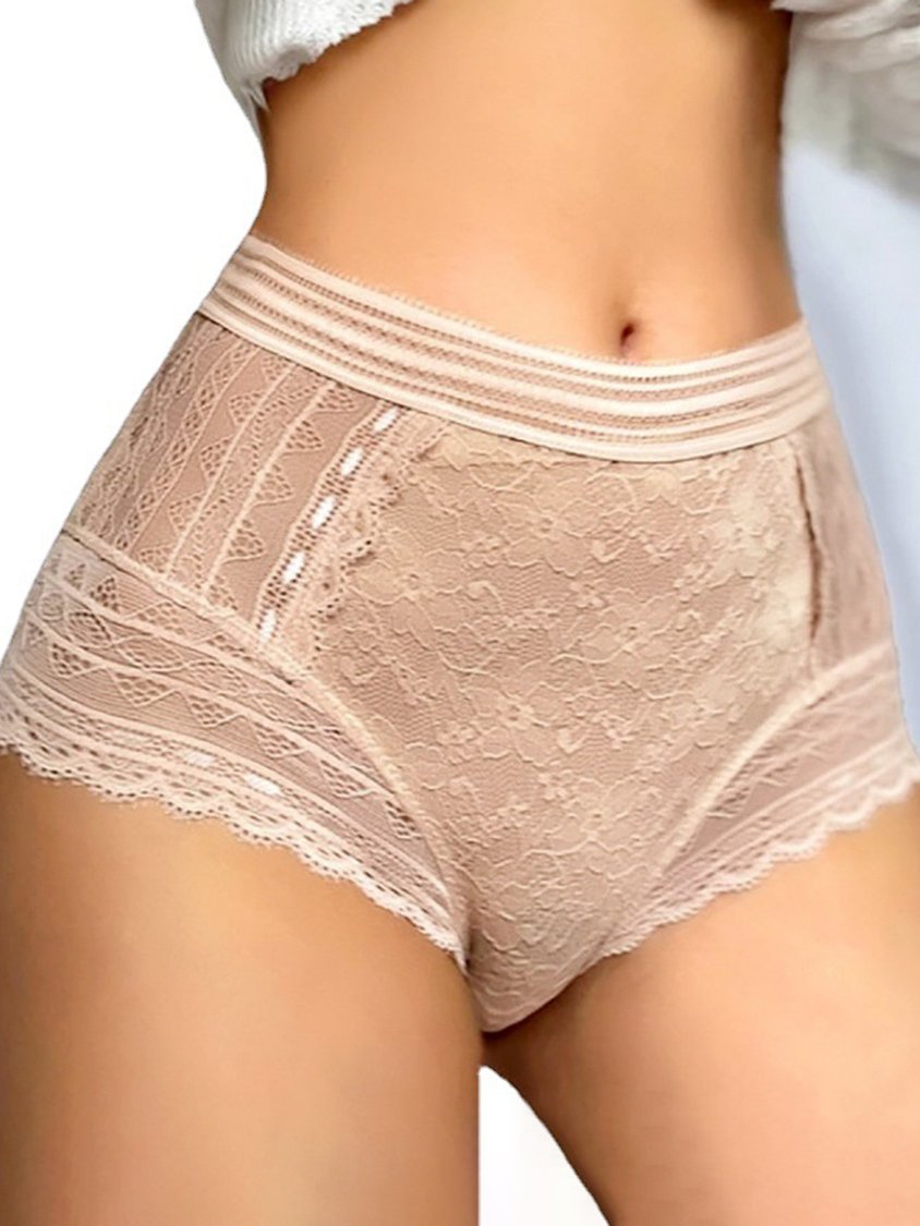 Sexy Lace Multicolor High Waist Briefs Plus Size QAR39