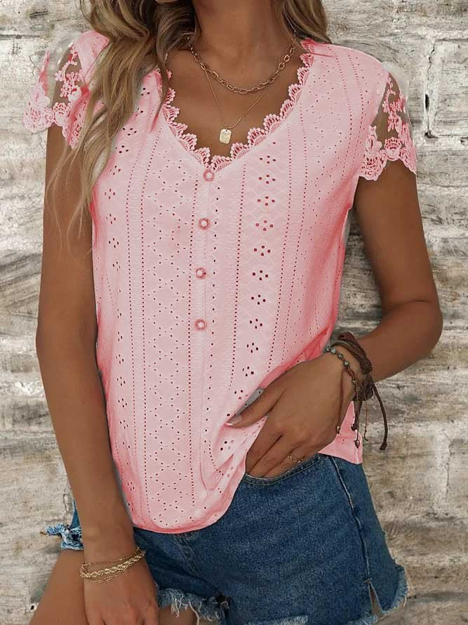 Lockeres, schlichtes, lässiges T-Shirt für Damen mit V-Ausschnitt AC10011