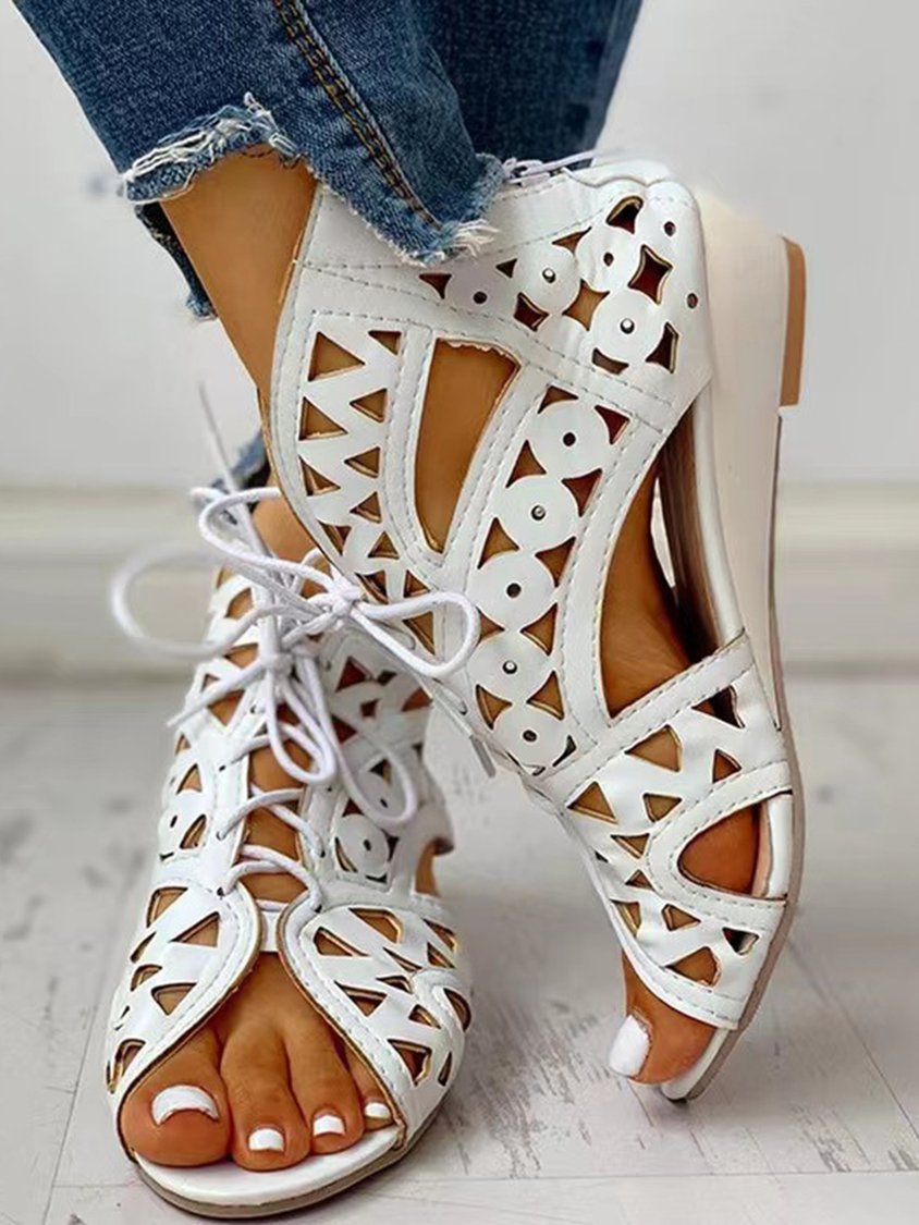 Resort Cutout Lace-Up Sandal Boots AH802