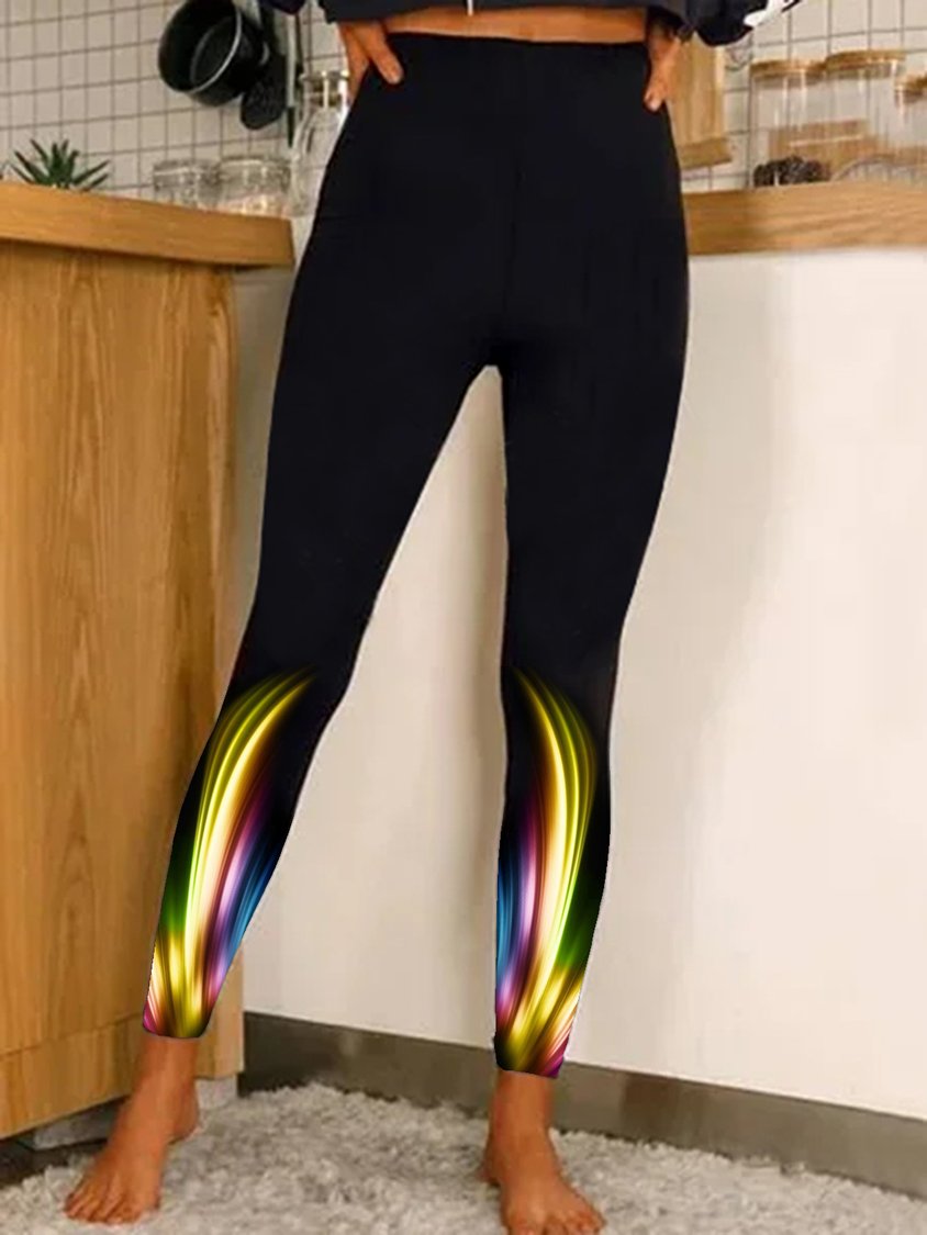 Women Casual Gradient Pattern Autumn Daily Regular Fit Legging H-Line Medium Elasticity Regular Size Leggings BB93