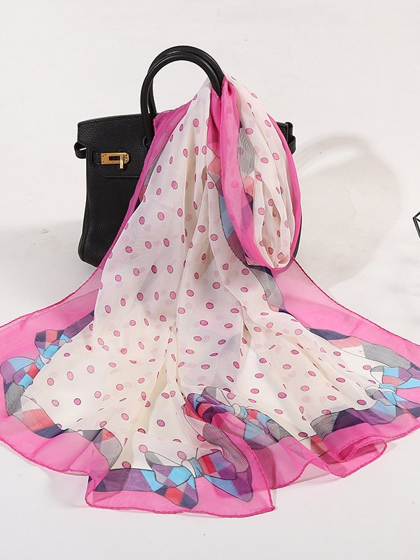 Boho Vacation Polka Dot Silk Scarf Spring Summer Beach Accessories QAR6