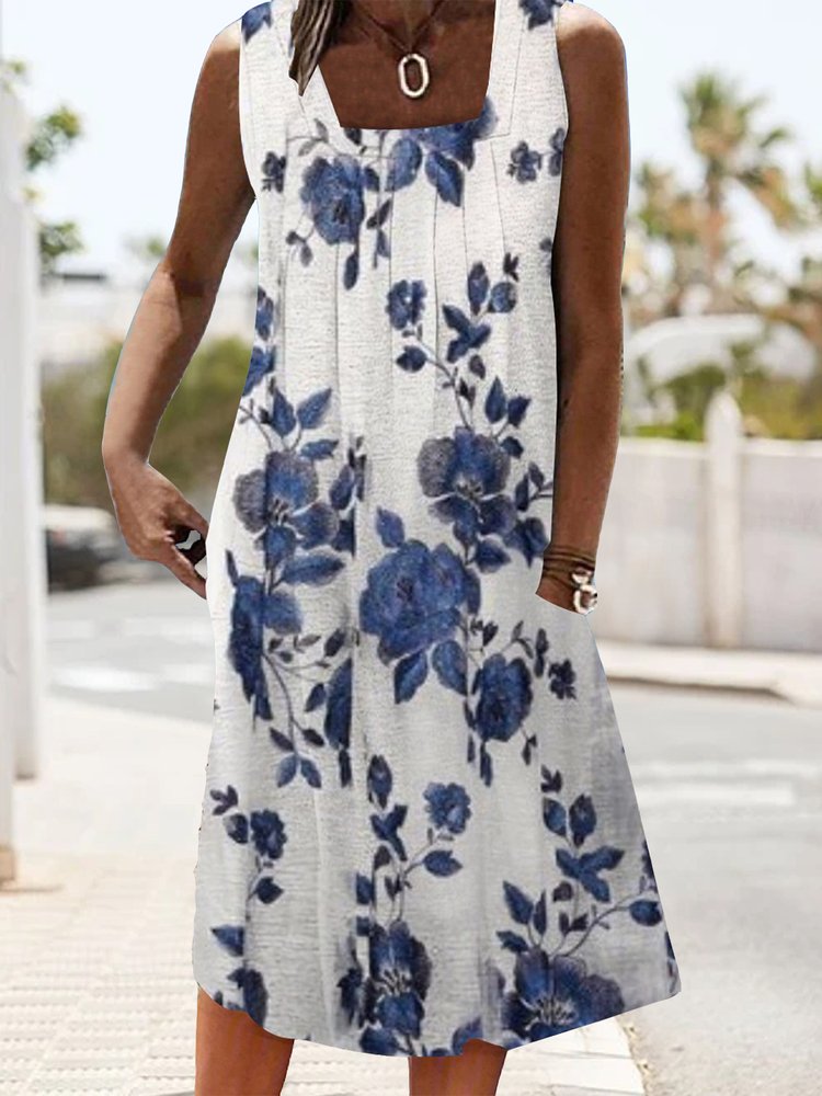 Casual Floral Loose Dress With No Belt WL97