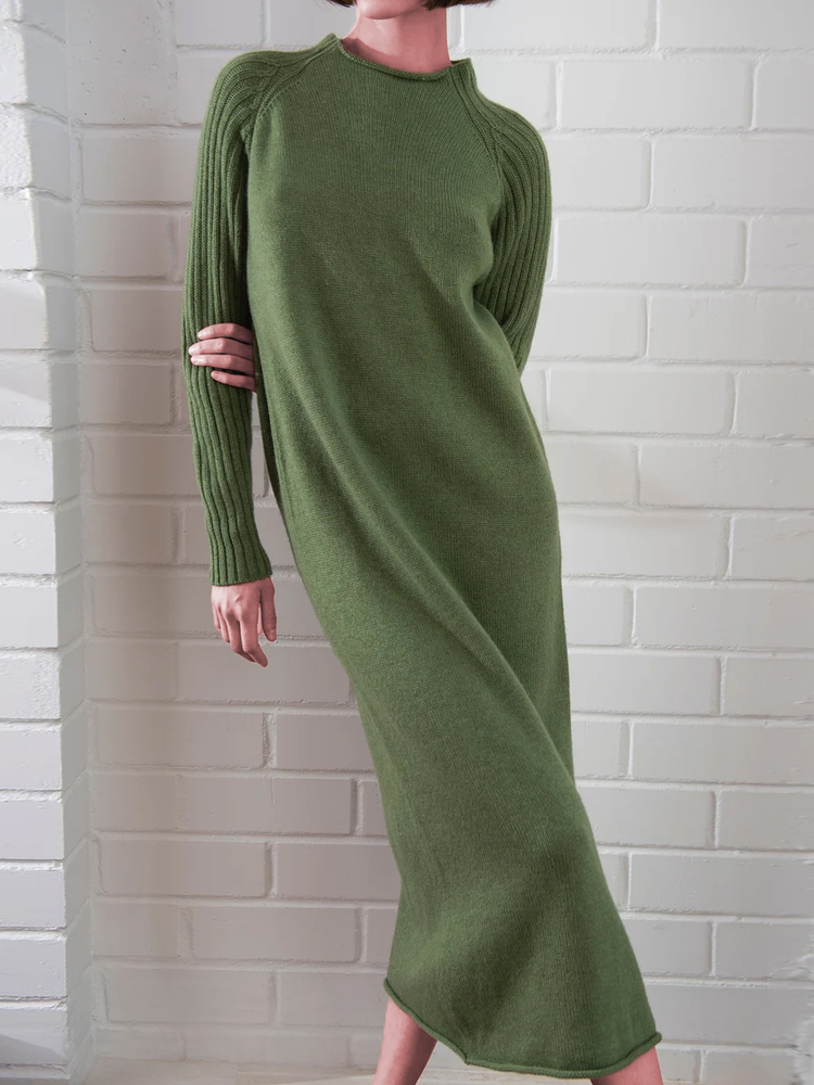 Crew Neck Plain Loose Dress WJ116