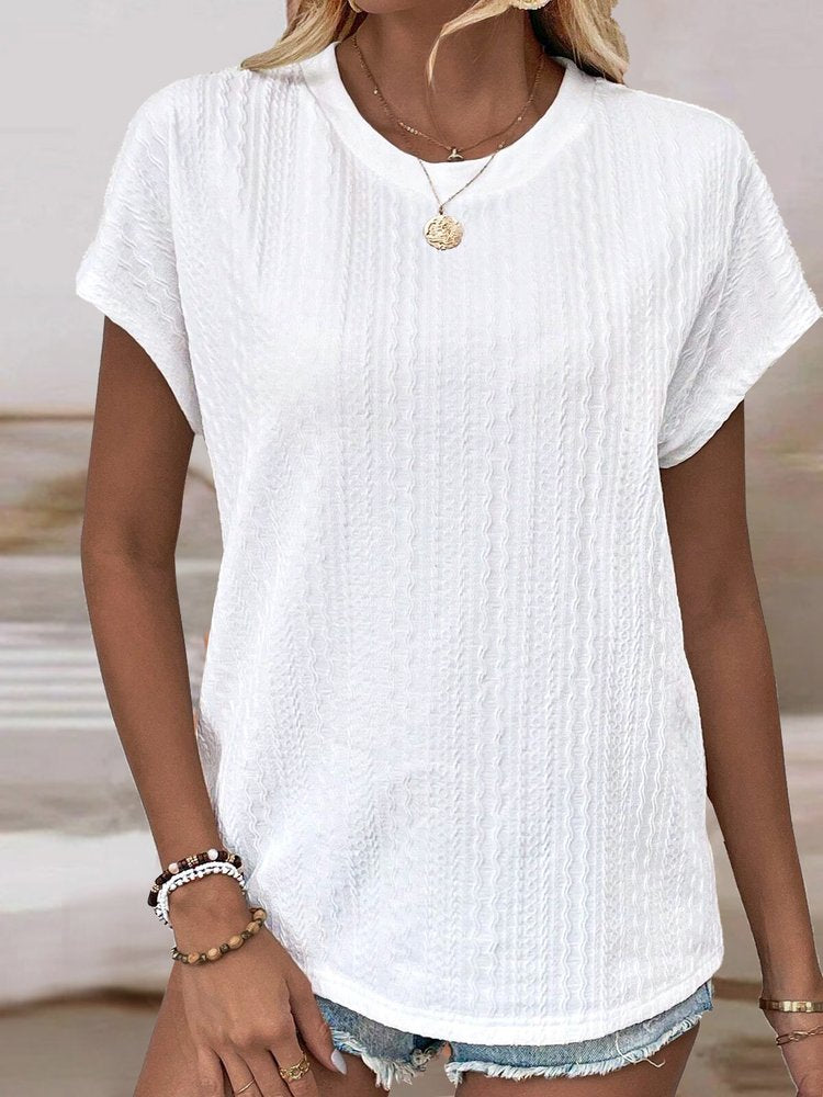 Loose Crew Neck Casual Plain T-Shirt WG66