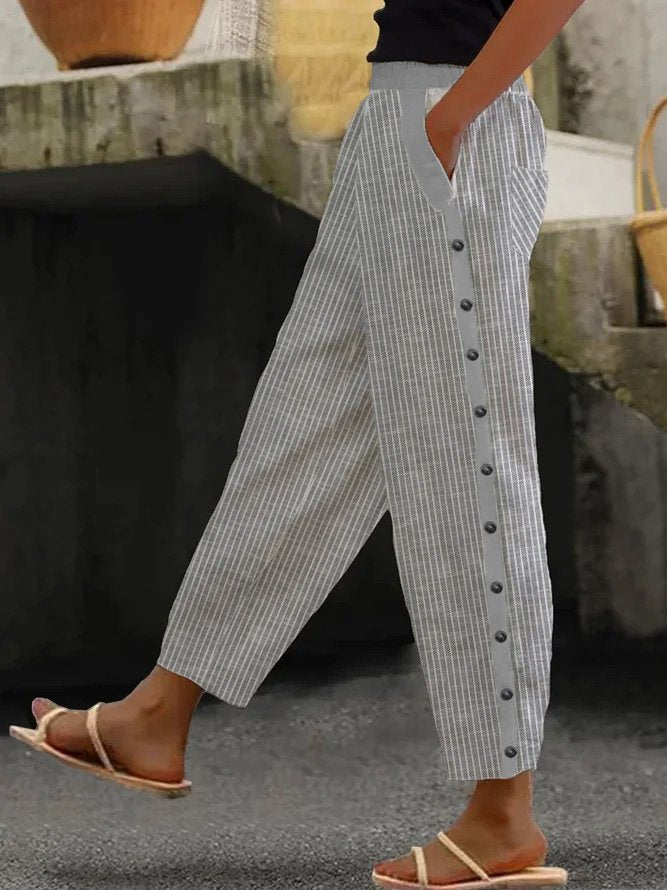 Striped Casual Cotton Loose Pants QB107