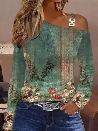 Loose Casual Jersey One Shoulder Shirt CZ56