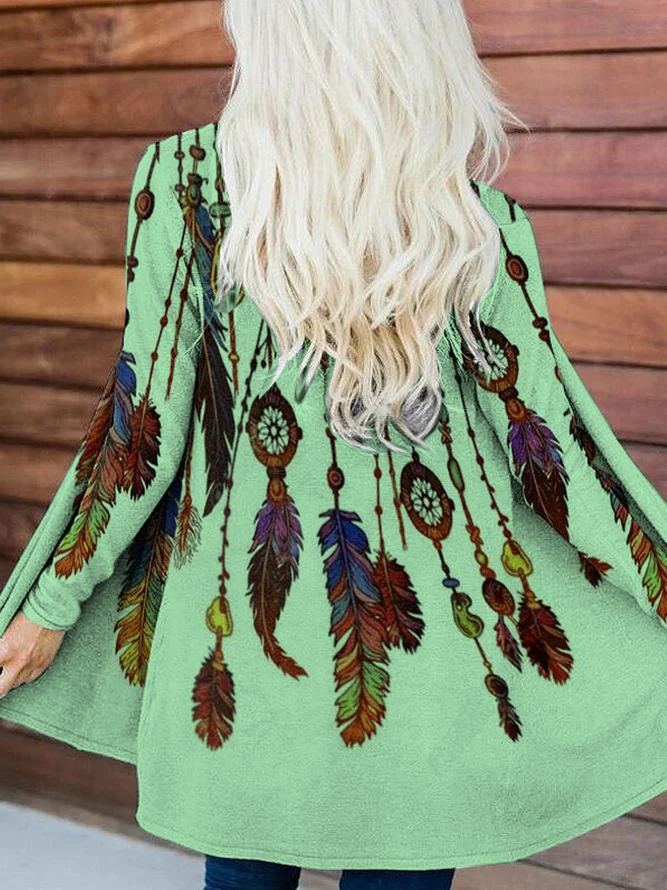 Cardigan vintage à manches longues en coton mélangé AT100148