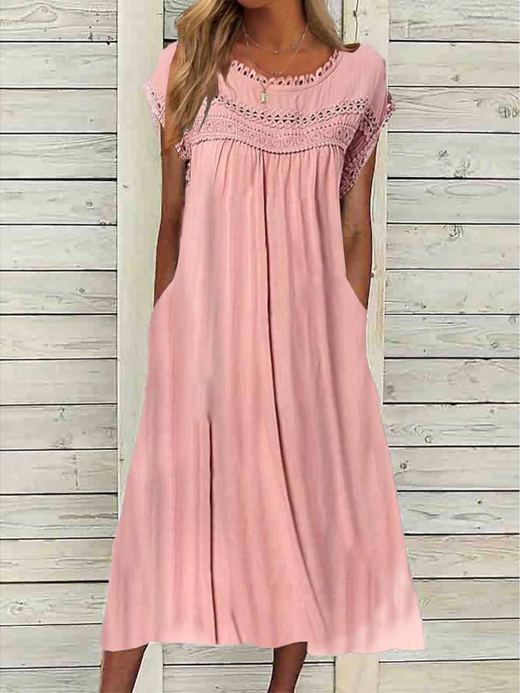 Womens Casual Loose Crew Neck Dresses QM89