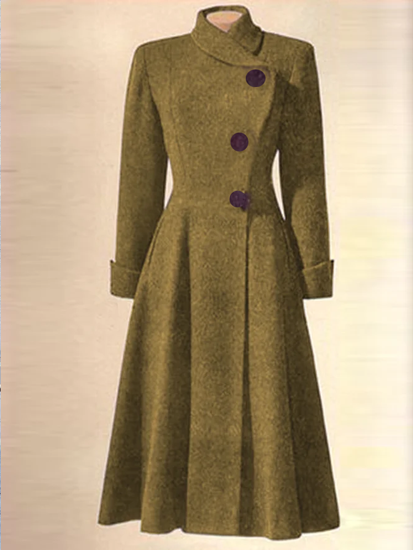Stand Collar Wool-Blend Slim Fit Coat QAG24