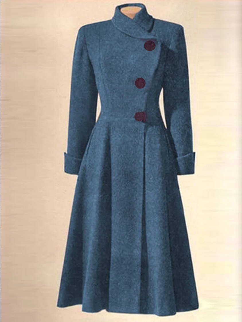 Stand Collar Wool-Blend Slim Fit Coat QAG24