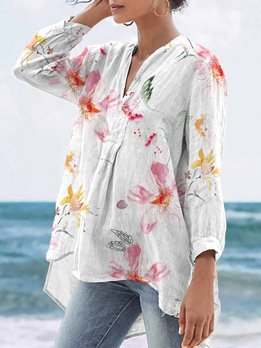 Floral Loosen Casual Long Sleeve Top ap84