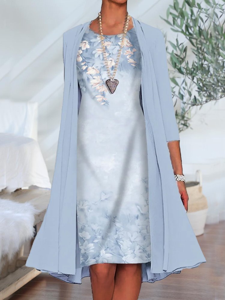 Round Neck Floral Casual Dress Cardigan WJ81