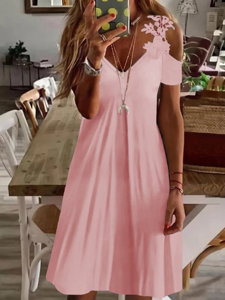 Casual Short Sleeve V Neck Dress QM76