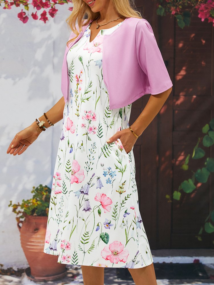 Regular Fit Elegant Wrap Floral Two-Piece Set QM115