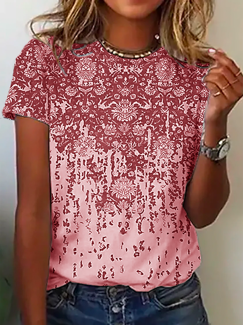 Ethnic Loose Casual Jersey T-Shirt MMq16