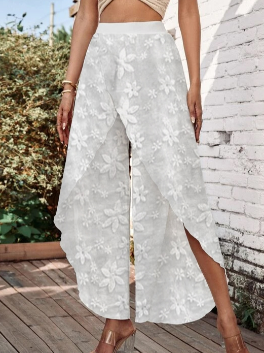 Pantalon ample uni en coton et lin RR18