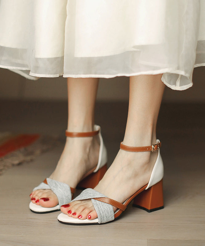 Faux Leather Vintage Splicing Buckle Strap Peep Toe