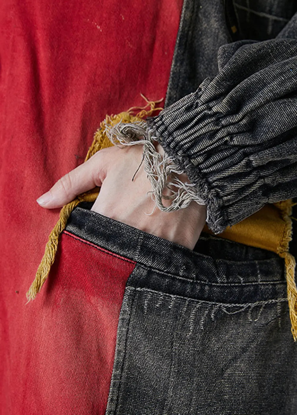 Chic Colorblock Asymmetrical Patchwork Cotton Coat Fall Ada Fashion