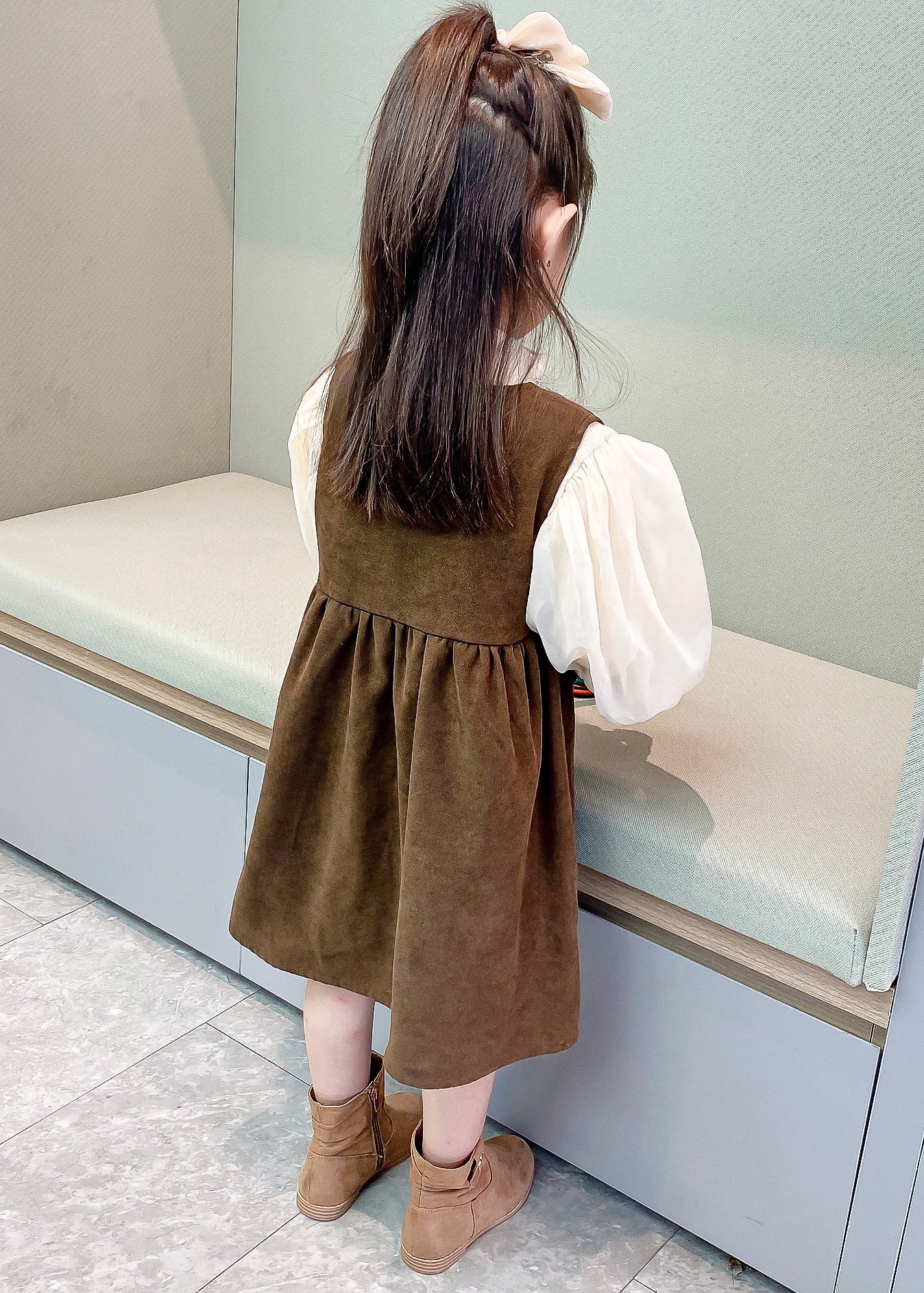 Elegant Coffee Turtleneck Pockets Patchwork Corduroy Girls Two Piece Set Fall Ada Fashion