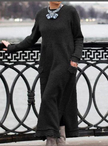 Plain Cowl Neck Loosen Fall Dresseswomen's Clothing WO116