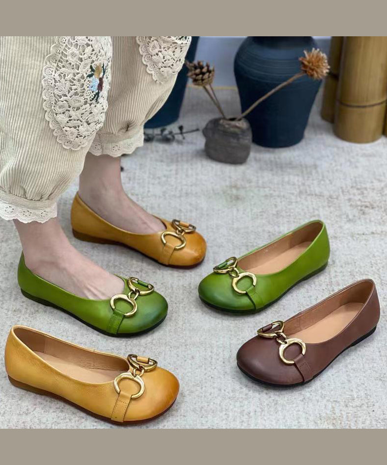 Grüne Vintage Splicing Pailletten Plattfüße Schuhe