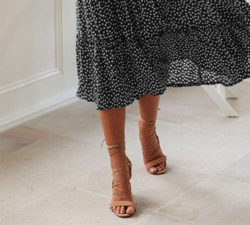 Kurzärmliges Midi-Hängerkleid in A-Linie mit Blumenmuster, eckigem Ausschnitt und YS1003