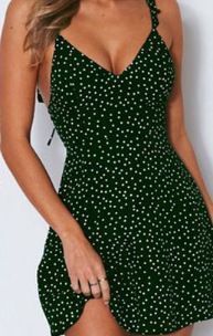 Spaghetti Strap Dotted Mini A-Line Dress vb42