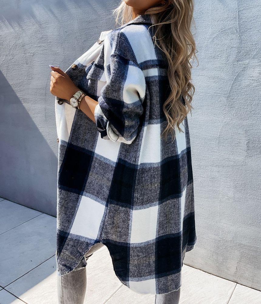 Plaid Long Shacket YS10013