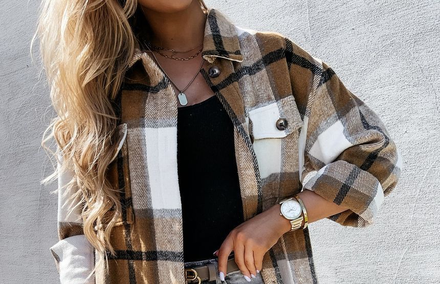Plaid Long Shacket YS10013