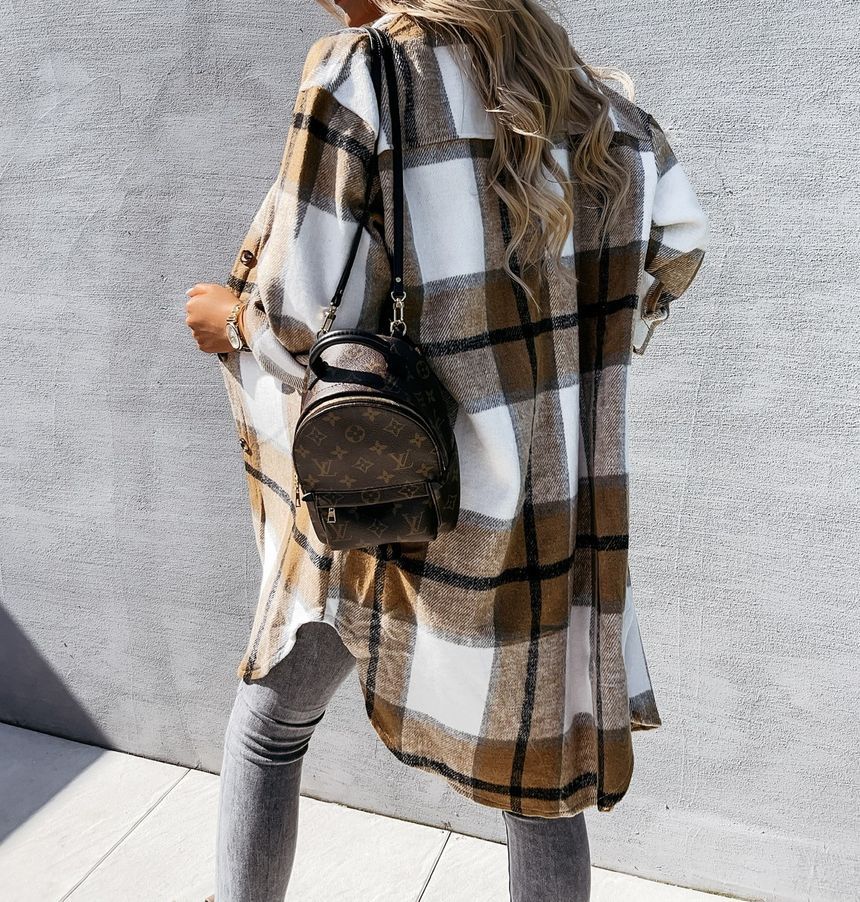 Plaid Long Shacket YS10013