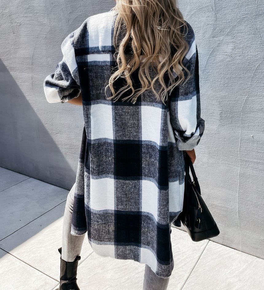 Plaid Long Shacket YS10013
