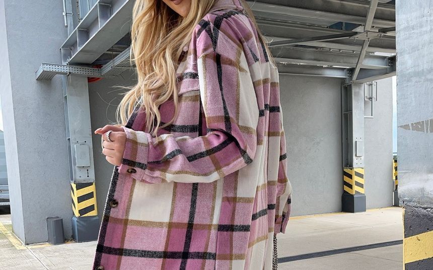 Plaid Long Shacket YS10013