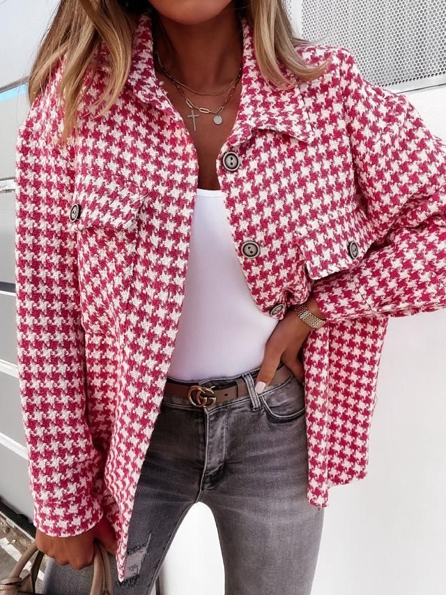 Houndstooth Shirt Jacket YS10028