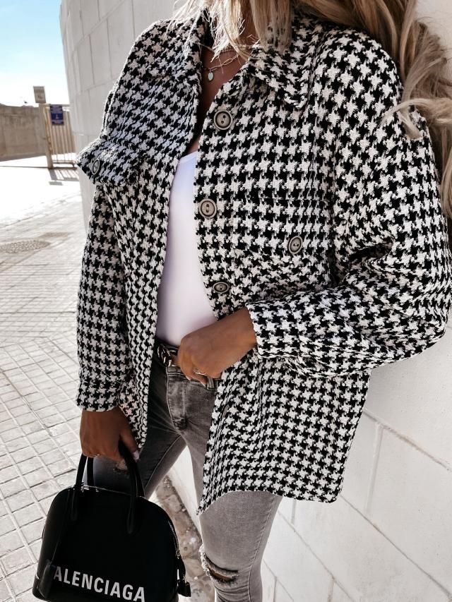 Houndstooth Shirt Jacket YS10028