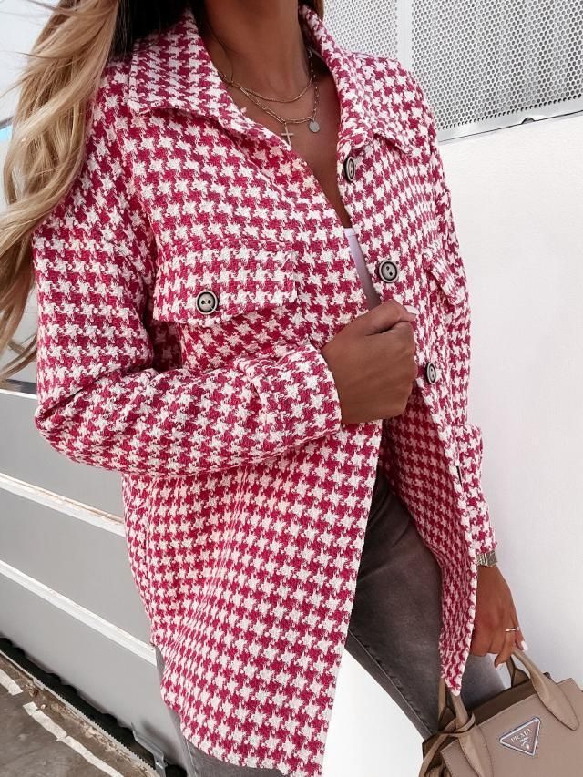 Houndstooth Shirt Jacket YS10028