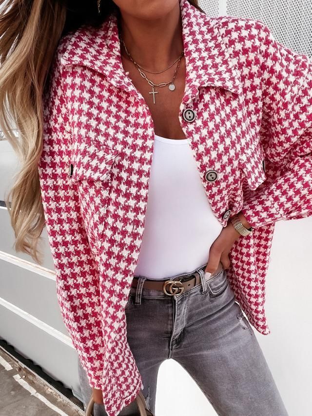 Houndstooth Shirt Jacket YS10028