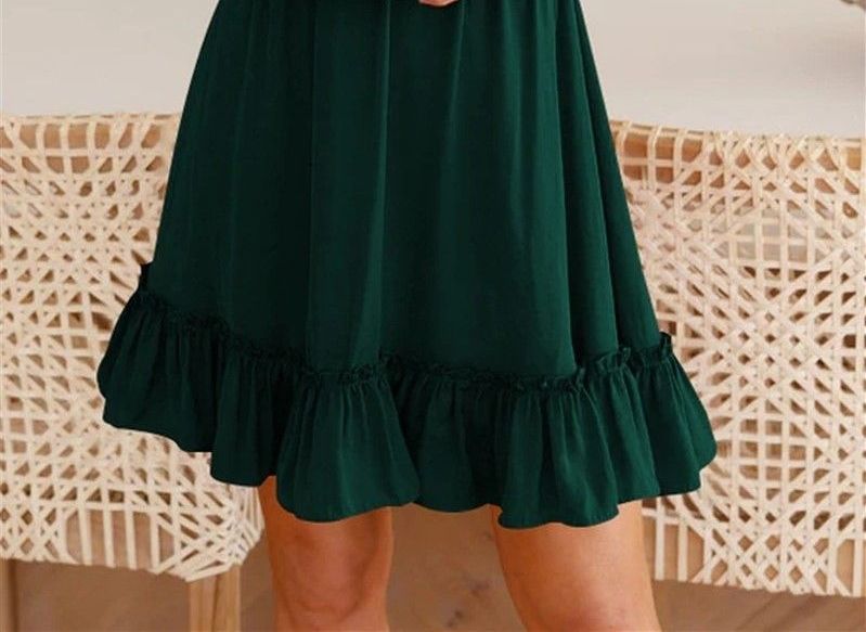 Short Sleeve Off-Shoulder Ruffled-Trim Mini Dress OP54
