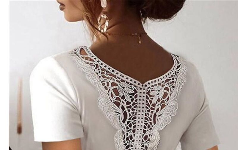 Short-Sleeve Lace Trim T-Shirt OP52
